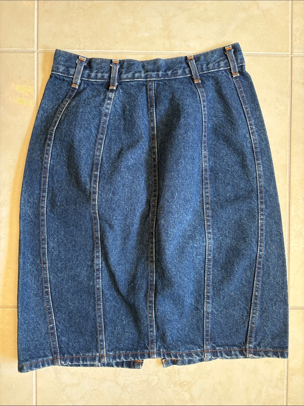 chic Vintage Dark Blue Denim Pencil Skirt Small Made in USA